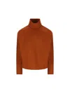Saint Laurent Turtleneck Knitted Jumper In Brown
