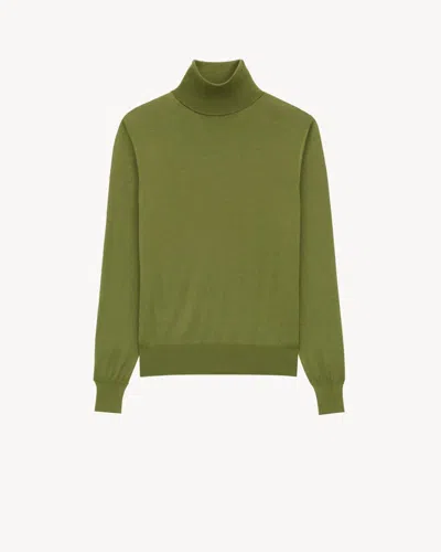 Saint Laurent Turtleneck Knitwear In Wool In Green