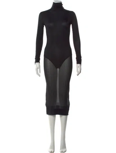 Pre-owned Saint Laurent Turtleneck Long Dress In Black
