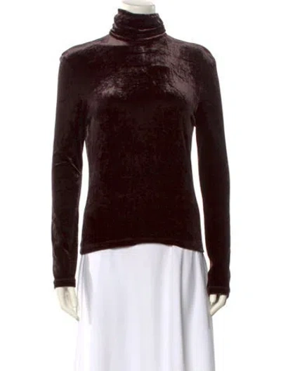 Pre-owned Saint Laurent Turtleneck Long Sleeve Sweatshirt W/ Tags In Brown