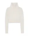 Saint Laurent Turtleneck Long-sleeved Cropped Jumper In White