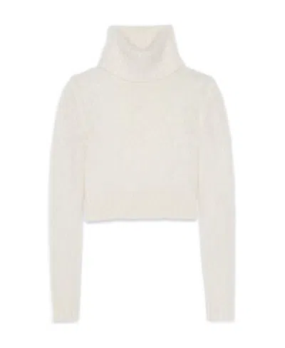 Saint Laurent Turtleneck Long-sleeved Cropped Jumper In White