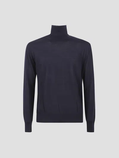Saint Laurent Turtleneck Long-sleeved Sweater In Blue
