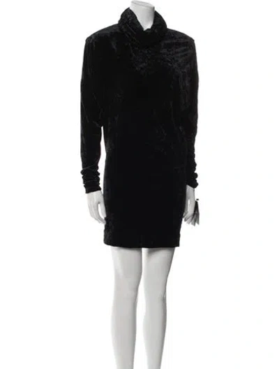 Pre-owned Saint Laurent Turtleneck Mini Dress W/ Tags In Black
