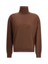 Saint Laurent Long-sleeves Turtleneck Sweater In Brown