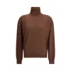 Saint Laurent Long-sleeves Turtleneck Sweater In Brown