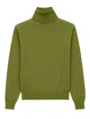 Saint Laurent Turtleneck Sweater With Long Sleeves And Ribbed Edges In Green