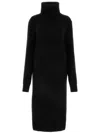 Saint Laurent Turtleneck Ribbed Dress In Black