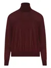 Saint Laurent Wool Sweater With Turtleneck In Red