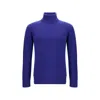 Saint Laurent Blue Cashmere Wool Blend Turtleneck Sweater In Blue