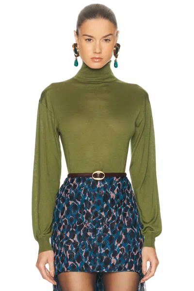 Saint Laurent Turtleneck Sweater In Green