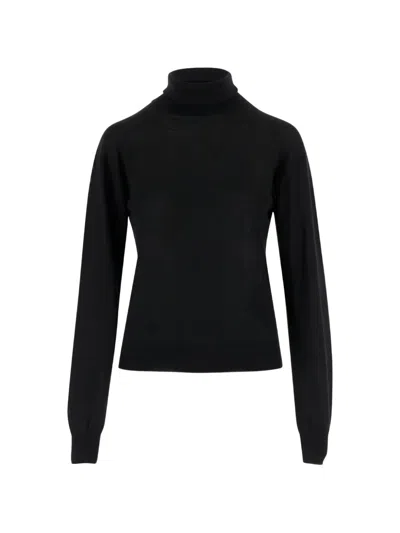Saint Laurent Turtleneck Cashmere Wool Knit Sweater In Black