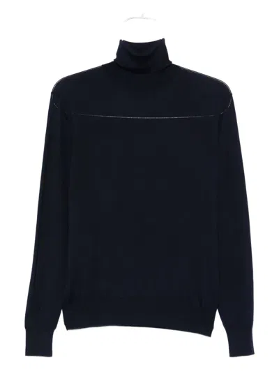 Saint Laurent Turtleneck Sweater In Blue