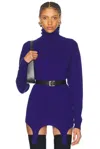 Saint Laurent Turtleneck Sweater In Blue Roi