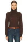 Saint Laurent Turtleneck Sweater In Brown