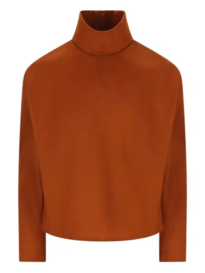 Saint Laurent Turtle-neck Sweater In Brown