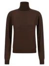 Saint Laurent Turtleneck Sweater Dropped Shoulders Sweaters And Cardigans Brown In Brown