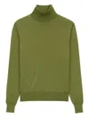 Saint Laurent Turtleneck Knitwear In Wool In Green