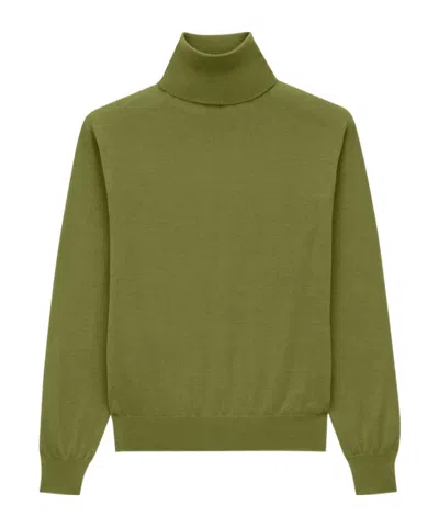 Saint Laurent Turtleneck Sweater In Cashmere, Wool And Silk In Green