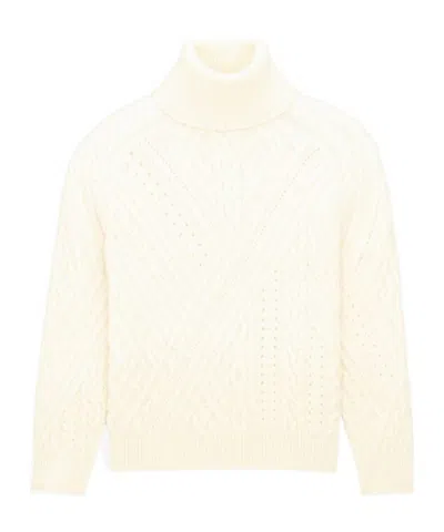 Saint Laurent Turtleneck Sweater In Wool In Neutral
