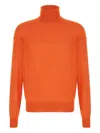 Saint Laurent Turtleneck Long-sleeved Sweater In Orange