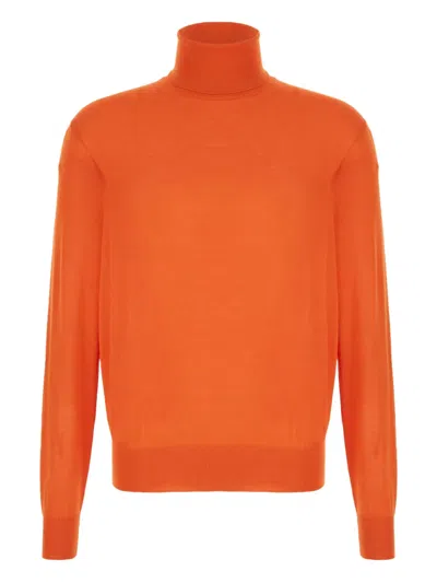 Saint Laurent Turtleneck Long-sleeved Sweater In Orange