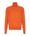 Saint Laurent Turtleneck Long-sleeved Sweater In Orange