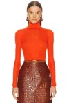Saint Laurent Ribbed-knit Turtleneck Sweater In Orange