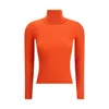 Saint Laurent Ribbed-knit Turtleneck Sweater In Orange