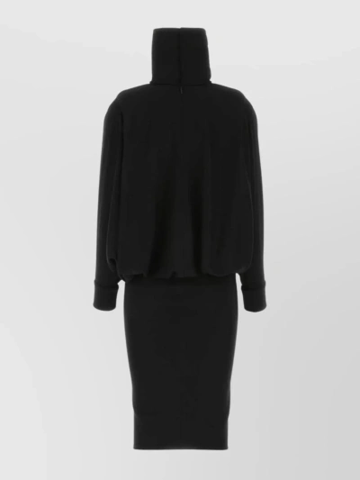 Saint Laurent Draped Wool Turtleneck Mini Dress In Black