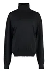 Saint Laurent Women Sustainable Wool Sweater With Embroidered Monogram In Black