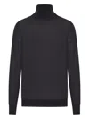 Saint Laurent Extrafine Stretch Wool Sweater With Turtleneck In Black