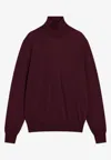 Saint Laurent Wool Turtleneck Sweater Long Sleeves In Burgundy