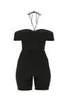 Saint Laurent Off-the-shoulder Wool Romper In 1000