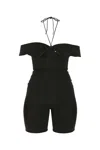 Saint Laurent Off-the-shoulder Wool Romper In Black