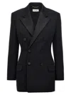 Saint Laurent Double-breasted Wool Blazer In Black