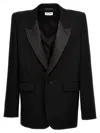 Saint Laurent Tuxedo Wool Blazer With Satin Lapel In Black