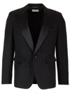 Saint Laurent Slim-fit Satin-trimmed Grain De Poudre Wool Tuxedo Jacket In Black
