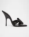 Saint Laurent Tuxedo Bow Satin Stiletto Sandals In Black