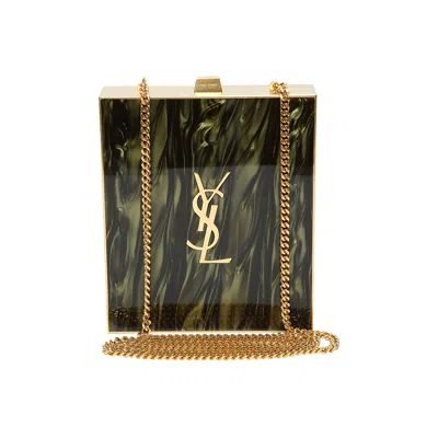 Pre-owned Saint Laurent Tuxedo Box Bag In Plexiglass And Metal 'shaded Green/gold' | Women's Size Onesize