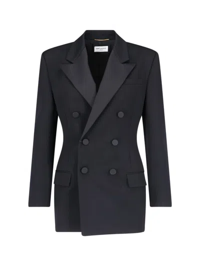 Saint Laurent Tuxedo Double-breasted Jacket In Black