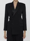 Saint Laurent Double-breasted Long-sleeved Blazer In Black