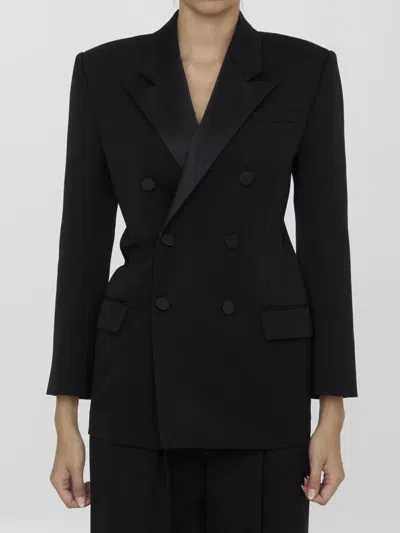 SAINT LAURENT TUXEDO JACKET IN GRAIN DE POUDRE
