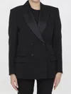 Saint Laurent Tuxedo Jacket In Grain De Poudre In Black