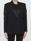 Saint Laurent Tuxedo Jacket In Grain De Poudre In Black