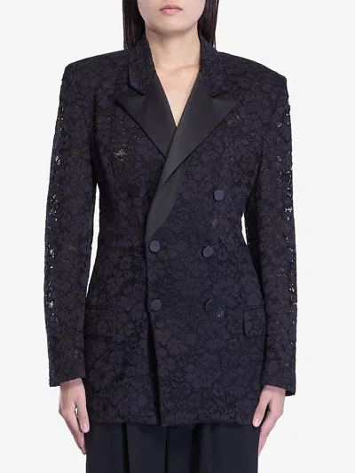 Saint Laurent Tuxedo Jacket In Guipure In Black