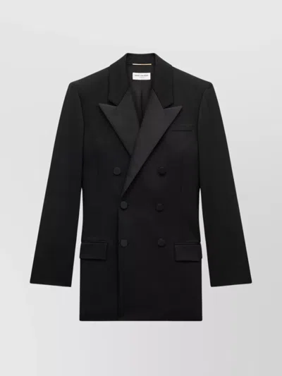 Saint Laurent Tuxedo Jacket With Peak Lapels And Padded Shoulders