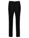 Saint Laurent Wool Trousers With Pinstripes And Pockets In Black