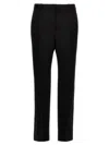 Saint Laurent Wool Trousers With Pinstripes And Pockets In Black