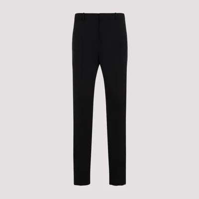 Saint Laurent Tuxedo Pants In Grain De Poudre In Black